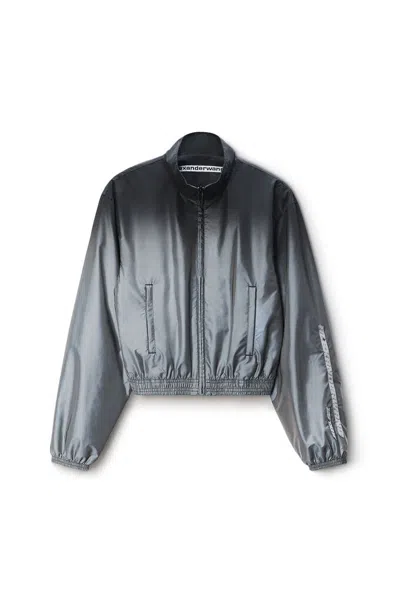 Alexander Wang Gradient Reflective Crop Track Jacket In Multi
