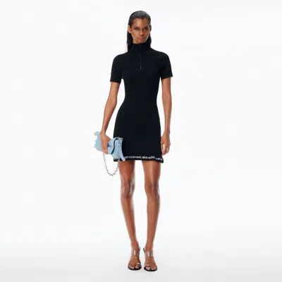 Alexander Wang Ribbed Short-sleeve Fitted Dress Clothing In Black