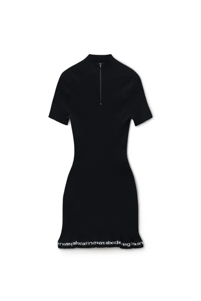 Alexander Wang Ribbed Short-sleeve Fitted Dress Clothing In Black