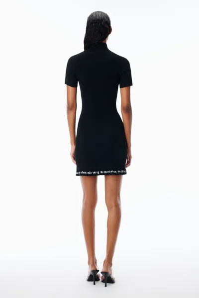 Alexander Wang Ribbed Short-sleeve Fitted Dress Clothing In Black
