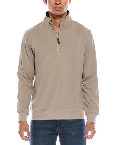 Tailorbyrd Fleece 1/4-zip Mock Pullover In Brown