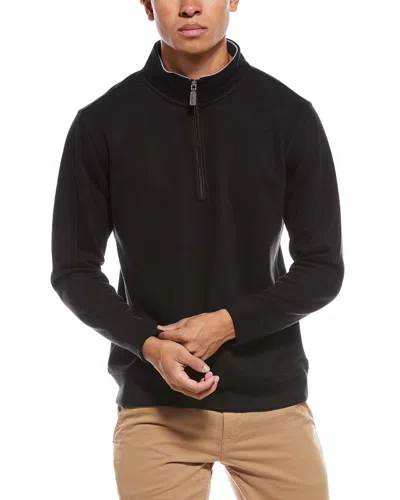 Tailorbyrd French Rib 1/4-zip Mock Neck Pullover In Black