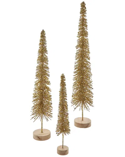 Kurt Adler Gold Glittered Miniature Tree Set In Gold