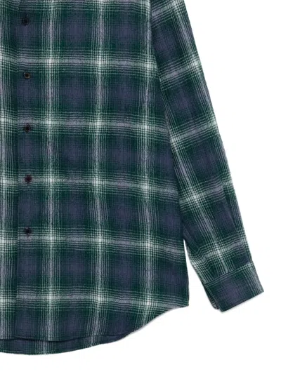 Auralee Lightweight Wool Plaid Long Sleeve Shirt In Blue