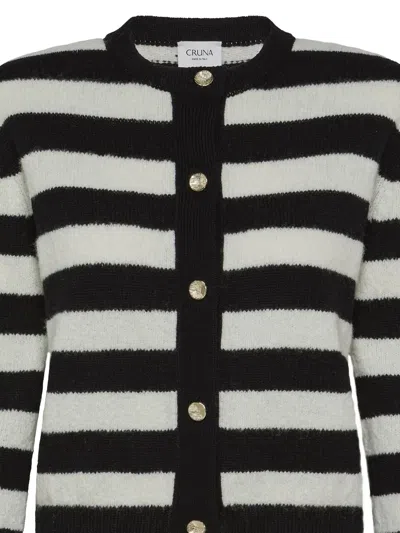 Cruna Striped Buttoned Sweater In Black