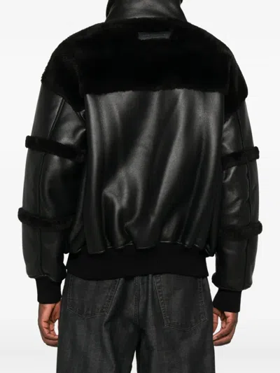 Feng Chen Wang Reversible Shearling Jacket In Black