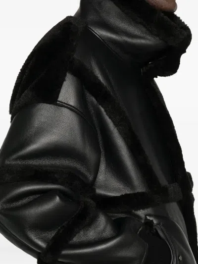 Feng Chen Wang Reversible Shearling Jacket In Black