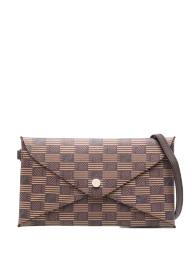 Moreau Geometric-pattern Clutch Bag In Brown