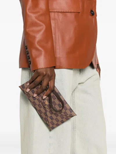 Moreau Geometric-pattern Clutch Bag In Brown