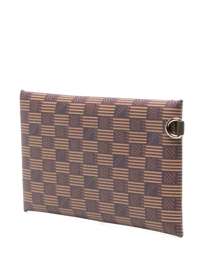 Moreau Geometric-pattern Clutch Bag In Brown