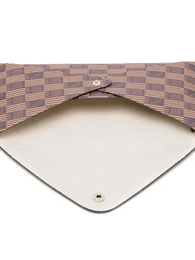 Moreau Geometric-pattern Clutch Bag In Brown