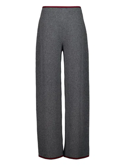 Gucci Womens Dusty Dark Grey Mc Ribbed Straight-leg Wool Knit Trousers In Gray