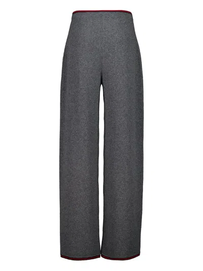 Gucci Womens Dusty Dark Grey Mc Ribbed Straight-leg Wool Knit Trousers In Gray