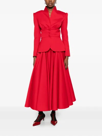 M.marquise Ingrid Midi Skirt In Red