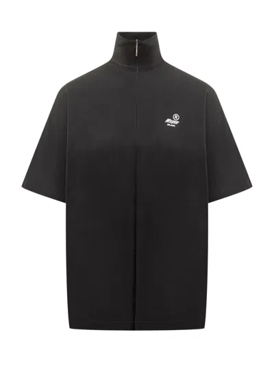 Msgm High Neck Jersey T-shirt In Black