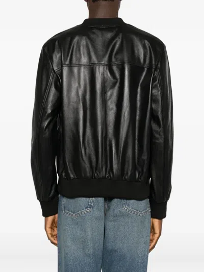 Medeea Leather Bomber Jacket In Black
