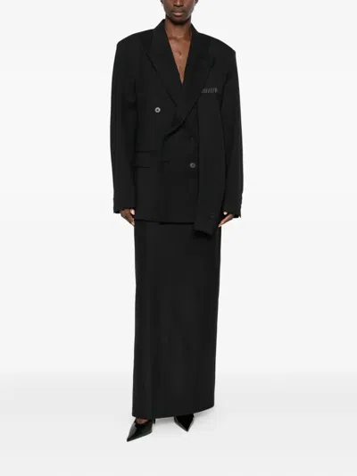 Medeea Double-breasted Wool Blazer In Black