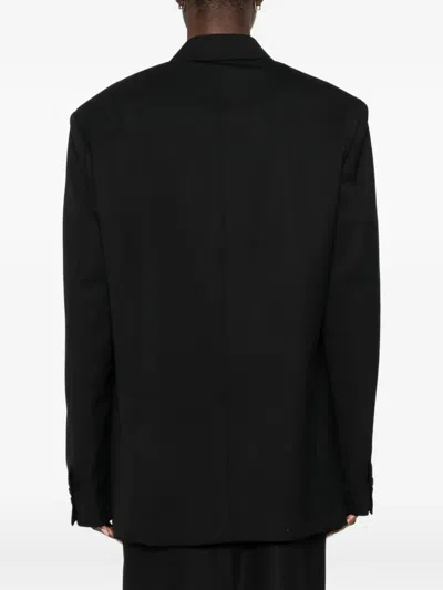Medeea Double-breasted Wool Blazer In Black