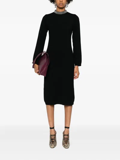 Fabiana Filippi Dresses With Long Sleeves And Metallic Collar In Multi