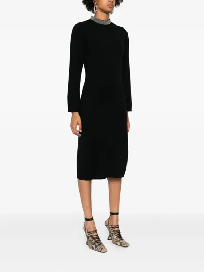 Fabiana Filippi Dresses With Long Sleeves And Metallic Collar In Multi