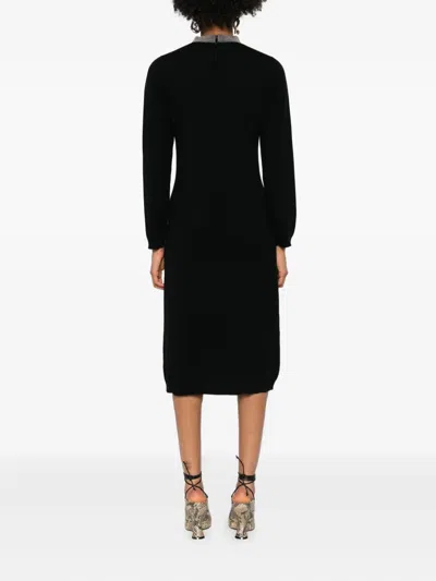 Fabiana Filippi Dresses With Long Sleeves And Metallic Collar In Multi