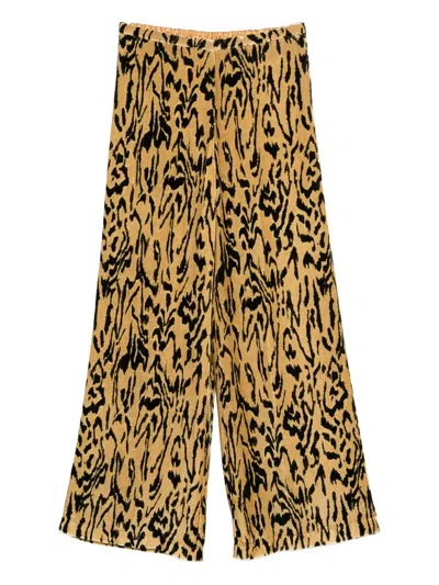 Forte Forte Animal Print Wide Leg Straight Trousers In Multi