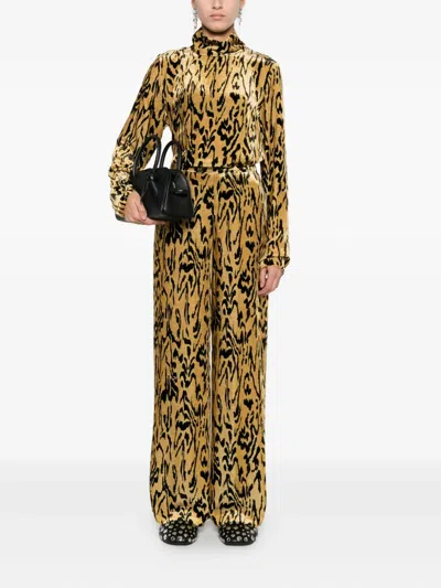 Forte Forte Animal Print Wide Leg Straight Trousers In Multi