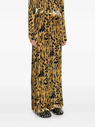 Forte Forte Animal Print Wide Leg Straight Trousers In Multi