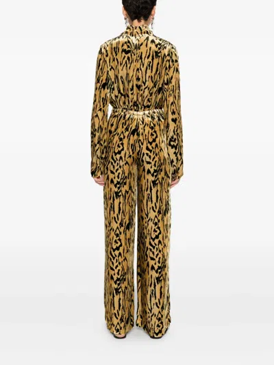 Forte Forte Animal Print Wide Leg Straight Trousers In Multi