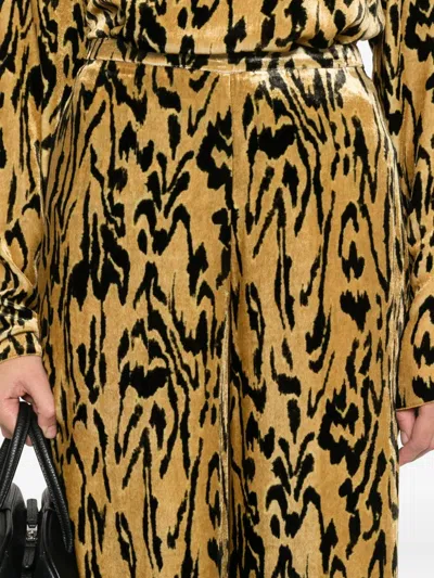 Forte Forte Animal Print Wide Leg Straight Trousers In Multi