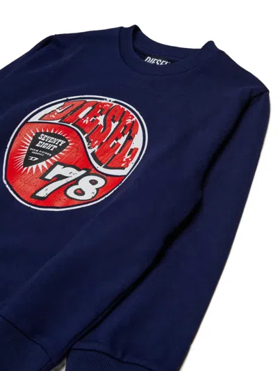 Diesel Logo-print Crew-neck Sweatshirt In Blue
