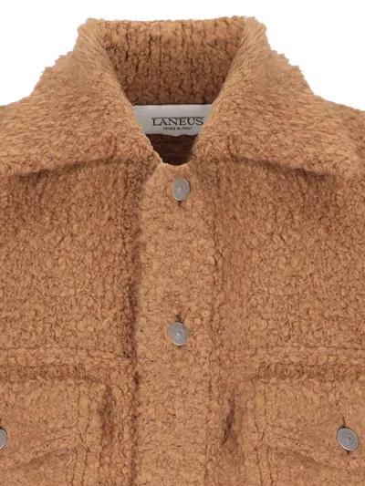 Laneus Textured Button-fastening Shirt Jacket In Brown