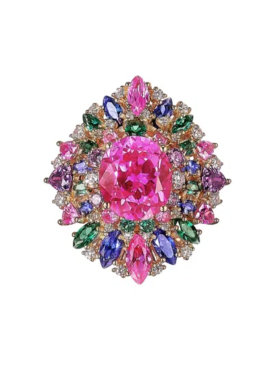 Anabela Chan 18k Yellow Gold Vermeil Peacock Mirage Sapphire Ring In Multi