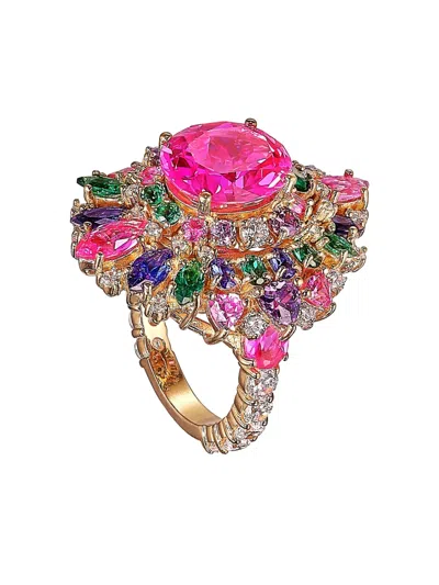 Anabela Chan 18k Yellow Gold Vermeil Peacock Mirage Sapphire Ring In Multi