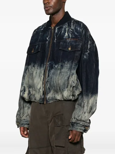 Feng Chen Wang Tie-dye Denim Jacket In Blue