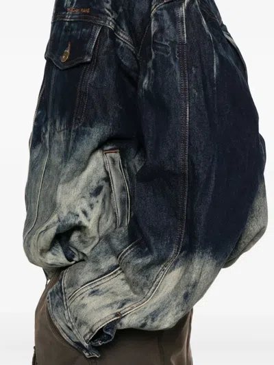 Feng Chen Wang Tie-dye Denim Jacket In Blue