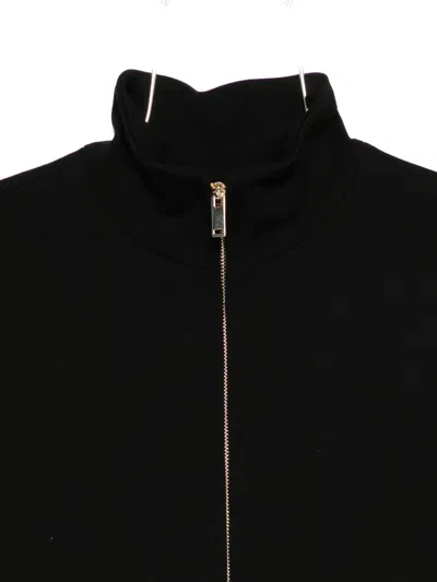 Semicouture Zip-up Jacket With Plush Fur Cuffs In Black