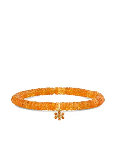 Sydney Evan 18k Yellow Gold Orange Bracelet In Orange