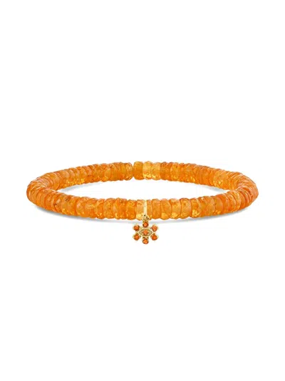 Sydney Evan 18k Yellow Gold Orange Bracelet In Orange