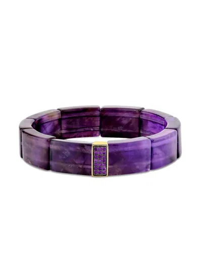 Sydney Evan 14k Yellow Gold Amethyst Bracelet In Purple