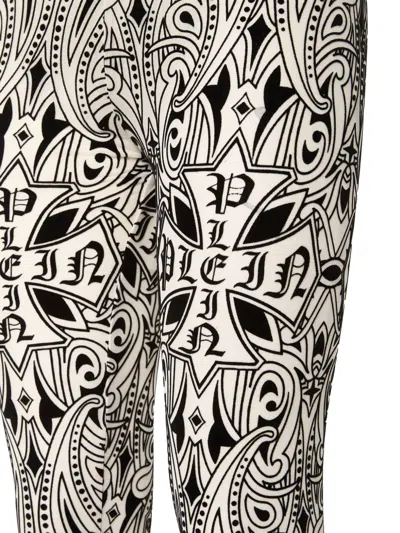 Philipp Plein Tulle Leggings Gothic Plein In White