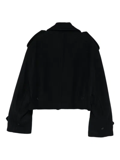 Songzio Cropped Double-breasted Peacoat In Black
