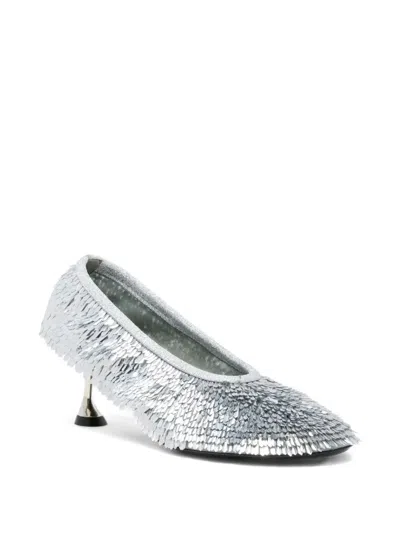 Proenza Schouler Tee Sequined Mesh Pumps In Silver