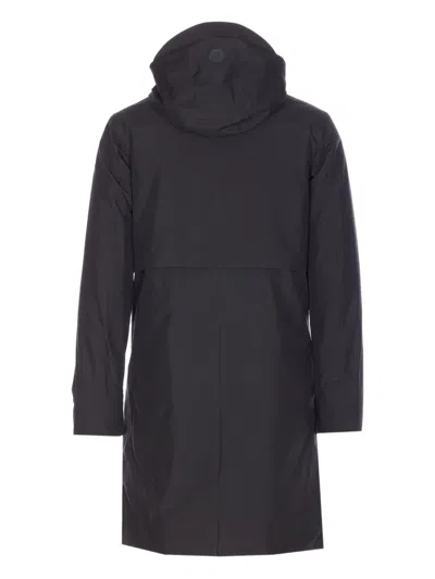 Save The Duck Black Coat With Zip And Buttons Closure In Black