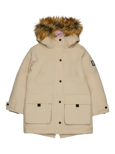 Diesel Faux-fur Hooded Padded Jacket In Neutral