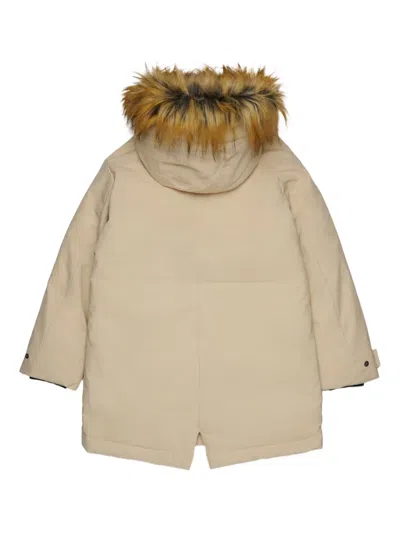 Diesel Faux-fur Hooded Padded Jacket In Neutral