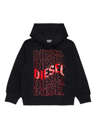 Diesel Logo-print Hooded Sweatshirt In Black