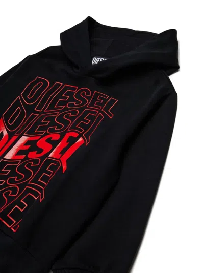 Diesel Logo-print Hooded Sweatshirt In Black