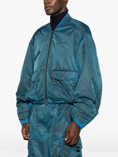 Feng Chen Wang Flap-pocket Zip-up Jacket In Blue