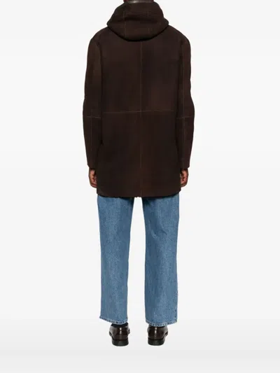 Tagliatore Hooded Zip-up Coat In Brown